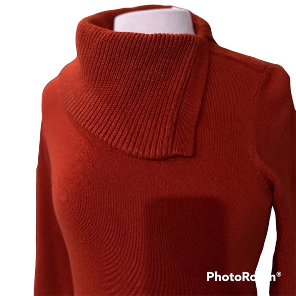 Knit by Hampshire Studio Rust Orange Pullover Quarter Length Sleeve Turtle Neck - Picture 2 of 6